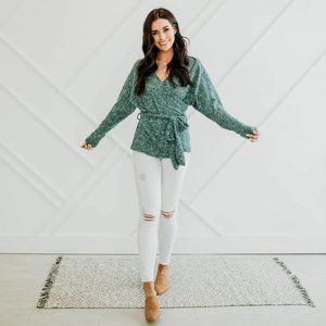 Teal Wrap Sweater